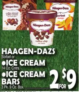 Bravo Supermarkets HAAGEN-DAZS Sorbet or Ice Cream, Ice Cream Bars offer