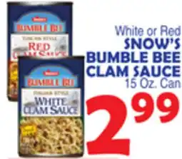 Bravo Supermarkets SNOW'S BUMBLE BEE CLAM SAUCE offer