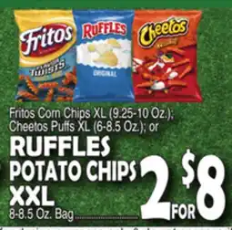 Bravo Supermarkets Fritos Corn Chips XL (9.25-10 Oz.) Cheetos Puffs XL (6-8.5 Oz.) or RUFFLES POTATO CHIPS XXL offer