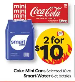 Weis Markets Coke Mini Cans Selected 10 ct Smart Water 6 ct bottles offer