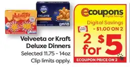 Weis Markets Velveeta or Kraft Deluxe Dinners offer
