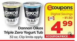 Weis Markets Dannon Oikos Triple Zero Yogurt Tub offer