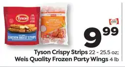 Weis Markets Tyson Crispy Strips 22 - 25.5 oz Weis Quality Frozen Party Wings 4 lb offer