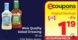 Weis Markets Weis Quality Salad Dressing offer