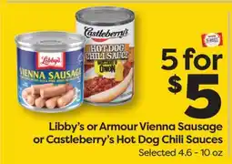 Weis Markets Libby's or Armour Vienna Sausage or Castleberry's Hot Dog Chill Sauces offer