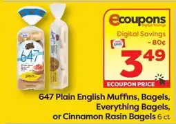 Weis Markets 647 Plain English Muffins, Bagels, Everything Bagels, or Cinnamon Rasin Bagels offer