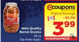 Weis Markets Weis Quality Barrel Snacks offer