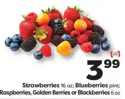 Weis Markets Strawberries 16 oz Blueberries pint Raspberries, Golden Berries or Blackberries 6 oz offer