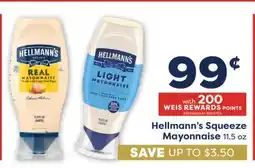Weis Markets Hellmann's Squeeze Mayonnaise offer