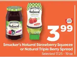 Weis Markets Smucker's Natural Strawberry Squeeze or Natural Triple Berry Spread offer