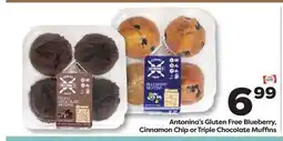 Weis Markets Antonina's Gluten Free Blueberry, Cinnamon Chip or Triple Chocolate Muffins offer