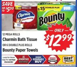 Rouses Charmin Bath Tissue or Bounty Paper Towels offer