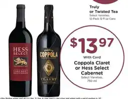 Pick'n Save Coppola Claret or Hess Select Cabernet offer