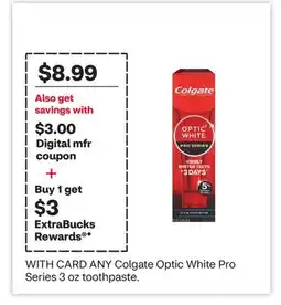 CVS Colgate Optic White Pro Series 3 oz toothpaste offer