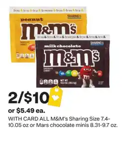 CVS ALL M&M's Sharing Size 7.4-10.05 oz or Mars chocolate minis 8.31-9.7 oz offer