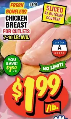 Western Beef FRESH BONELESS CHICKEN BREAST FOR CUTLETS offer