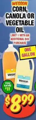 Western Beef WESSON CORN, CANOLA OR VEGETABLE OIL offer