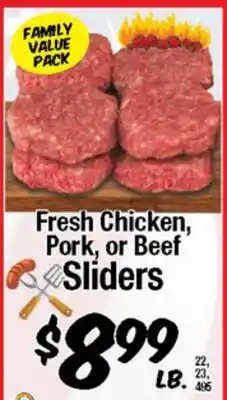 Western Beef Fresh Chicken, Pork, or Beef Sliders offer