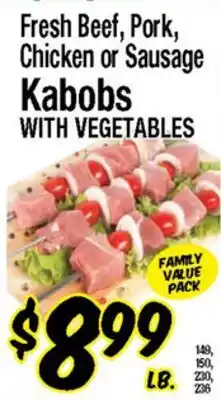 Western Beef Fresh Beef, Pork, Chicken or Sausage Kabobs WITH VEGETABLES offer