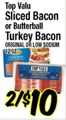 Western Beef Top Valu Sliced Bacon or Butterball Turkey Bacon offer