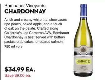 Bristol Farms Rombauer Vineyards CHARDONNAY offer