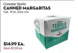 Bristol Farms Cutwater Spirits CANNED MARGARITAS offer