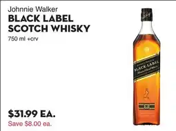 Bristol Farms Johnnie Walker BLACK LABEL SCOTCH WHISKY offer