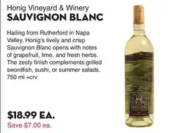 Bristol Farms Honig Vineyard & Winery SAUVIGNON BLANC offer