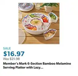 Sam's Club Member's Mark 6-Section Bamboo Melamine Serving Platter with Lazy Susan Base and Storage Lid offer