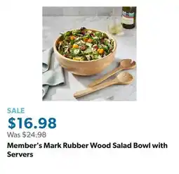 Sam's Club Member's Mark Rubber Wood Salad Bowl with Servers offer