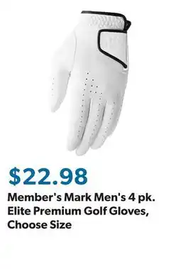 Sam's Club Member's Mark Men's 4 pk. Elite Premium Golf Gloves, Choose Size offer