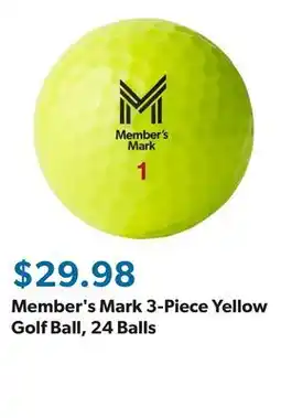 Sam's Club Member's Mark 3-Piece Yellow Golf Ball, 24 Balls offer