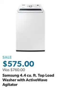 Sam's Club Samsung 4.4 cu. ft. Top Load Washer with ActiveWave Agitator offer