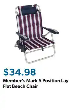 Sam's Club Member's Mark 5 Position Lay Flat Beach Chair offer