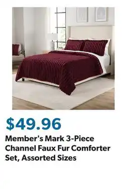 Sam's Club Member's Mark 3-Piece Channel Faux Fur Comforter Set, Assorted Sizes offer