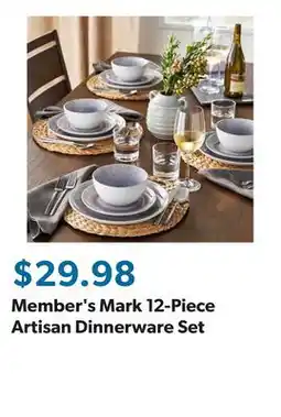 Sam's Club Member's Mark 12-Piece Artisan Dinnerware Set offer
