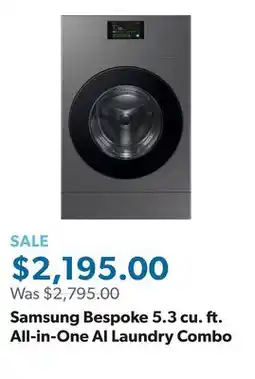 Sam's Club Samsung Bespoke 5.3 cu. ft. All-in-One AI Laundry Combo offer