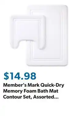 Sam's Club Member's Mark Quick-Dry Memory Foam Bath Mat Contour Set, Assorted Colors offer