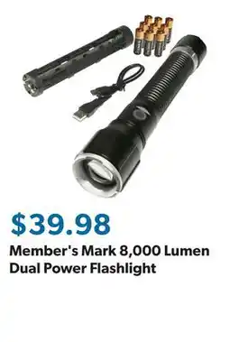 Sam's Club Member's Mark 8,000 Lumen Dual Power Flashlight offer