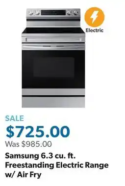 Sam's Club Samsung 6.3 cu. ft. Freestanding Electric Range w/ Air Fry offer