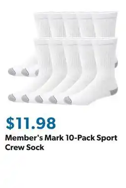 Sam's Club Member's Mark 10-Pack Sport Crew Sock offer