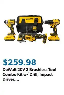 Sam's Club DeWalt 20V 3 Brushless Tool Combo Kit w/ Drill, Impact Driver, Oscillating Tool, and Carrying Case offer