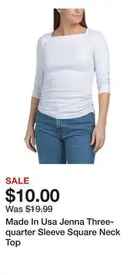 TJ Maxx Made In Usa Jenna Three-quarter Sleeve Square Neck Top offer