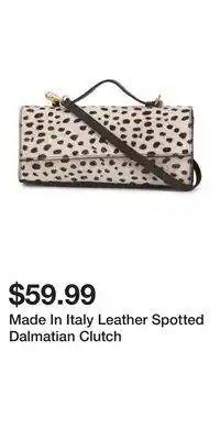 TJ Maxx Made In Italy Leather Spotted Dalmatian Clutch offer