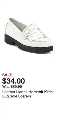 TJ Maxx Leather Lianna Horsebit Kiltie Lug Sole Loafers offer