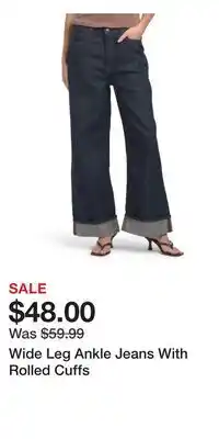 TJ Maxx Wide Leg Ankle Jeans With Rolled Cuffs offer