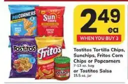 Safeway Tostitos Tortilla Chips, Sunchips, Fritos Corn Chips or Popcorners offer