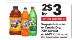 Safeway Snapple, Canada Dry, 7UP, Sunkist, A&W offer