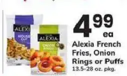 Safeway Alexia French Fries, Onion Rings or Puffs offer