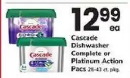 Safeway Cascade Dishwasher Complete or Platinum Action Packs offer